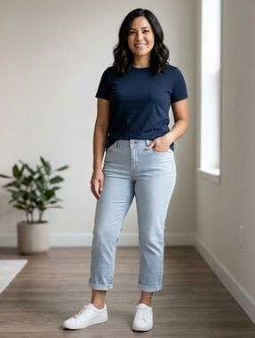 Santana Light Wash Women's Jeans - Classic Straight Fit.  Hits Mid Calf. Size 12